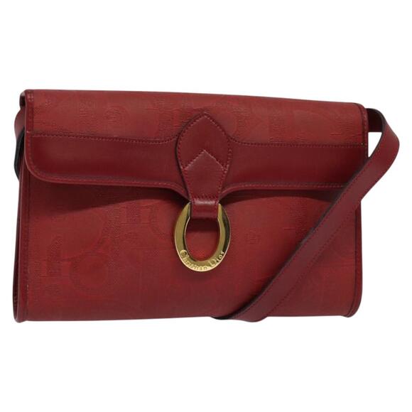 DIOR Trotter Canvas Shoulder Bag Red Gold - Picture 1 of 12